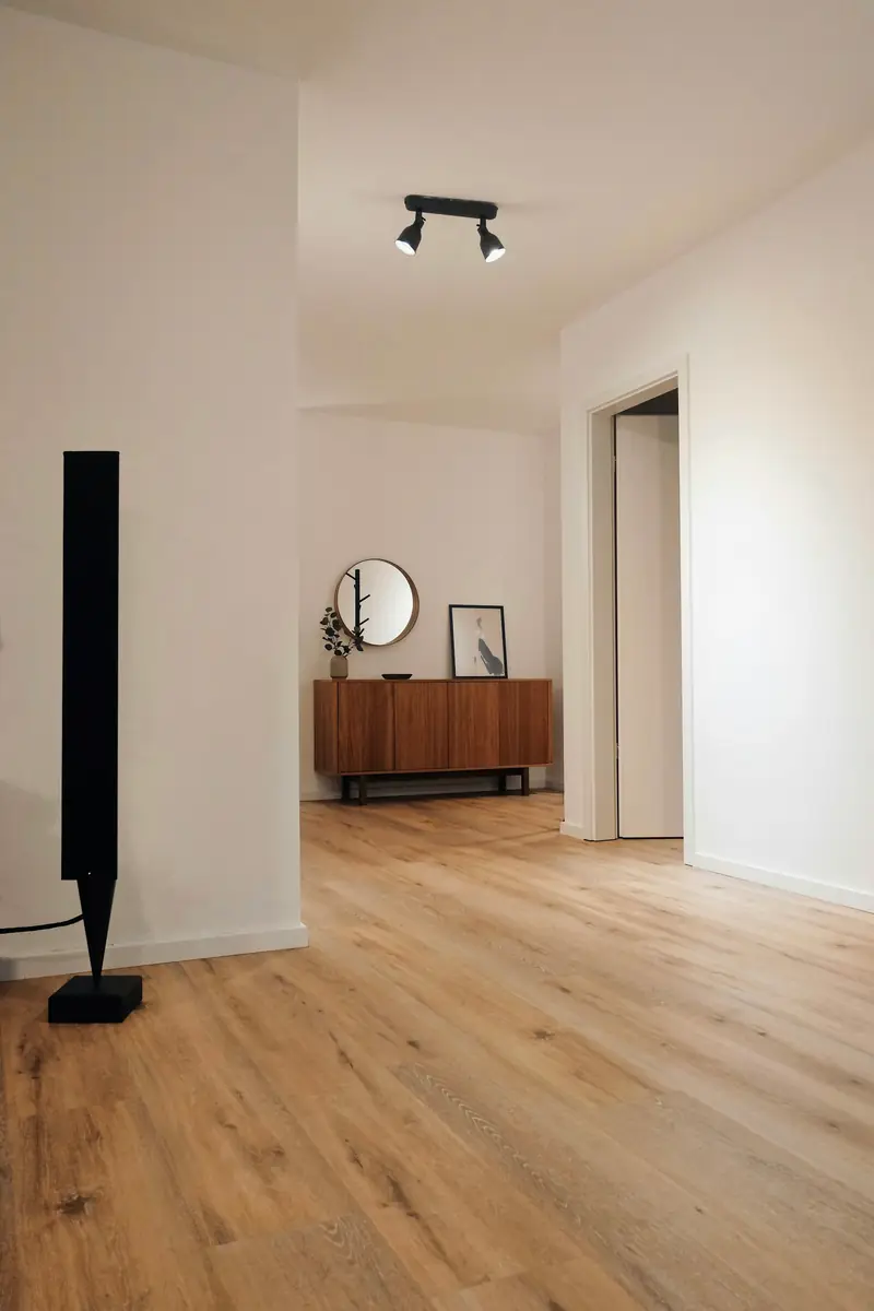 Wooden flooring in a hallway