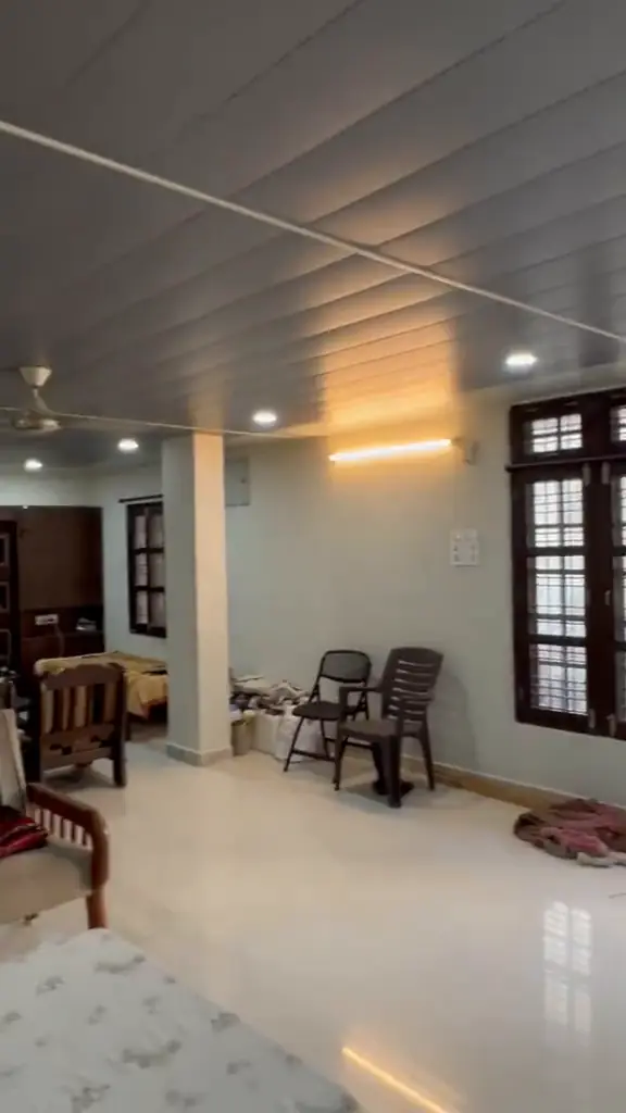 Wooden false ceiling from one of our home interior projects