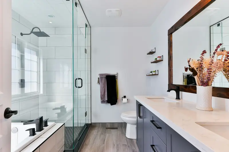 Renovated bathroom with modern fittings